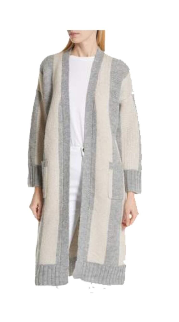 THE GREAT. Cozy Gray Knit Sweater Duster Cardigan Size S (1)